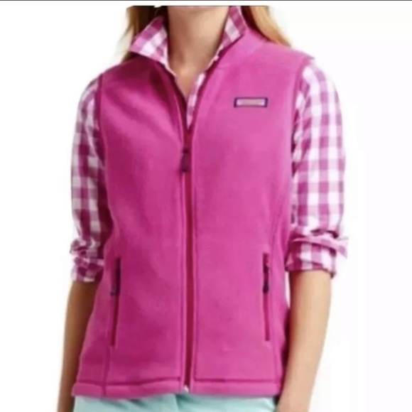 Vineyard Vines Pink Full Zip Fleece Vest Sz XXS - Picture 3 of 13